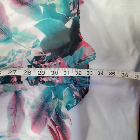 Jennifer Lopez Sheer Batwing Caftan Dress L/XL Slip Lined Tropical Boho Coverup - Picture 14 of 15